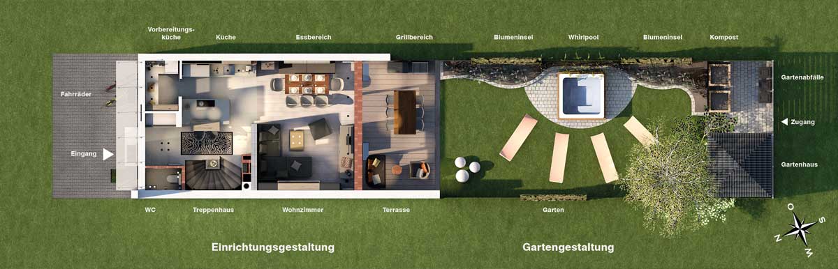 Buch Haussanierung-Innenarchitektur. Bildbeispiel 3D-Grundriss